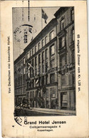 T2/T3 1910 Copenhagen, Kobenhavn; Grand Hotel Jensen. Colbjornsensgade 4. / Hotel Advertising Card, Automobile (EK) - Sin Clasificación