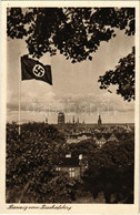 T2/T3 1941 Gdansk, Danzig; Vom Bischofsberg / General View, Swastika Flag, NSDAP German Nazi Party Propaganda + Feldpost - Unclassified