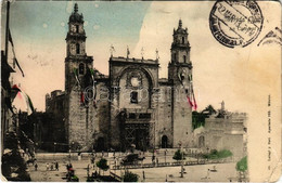 T4 1913 Mérida (Yucatán), Cathedral De San Ildefonso / Cathedral, Renovation, Mexican Flags (EM) - Non Classificati