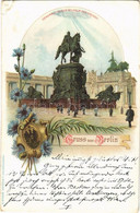 ** T3 Berlin, Denkmal Kaiser Wilhelm Der Grosse / Monument, Statue, Coat Of Arms. Kunstanstalt J. Miesler Art Nouveau, F - Sin Clasificación