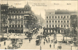 T2 1909 Berlin, Unter Den Linden Ecke Friedrich Strasse, Café Bauer, Kanzler / Street View, Autobus, Horse-drawn Omnibus - Unclassified