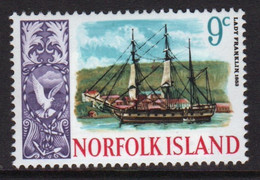 Norfolk Island 1967 Single 9c Stamp From The Definitive Stamps Showing Ships. - Ile Norfolk