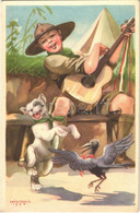 ** T2/T3 A Cserkész Vidám és Meggondolt. Cserkész Levelezőlapok Kiadóhivatala / Hungarian Boy Scout Art Postcard S: Márt - Unclassified