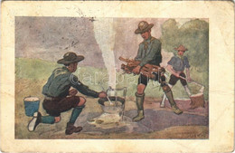 T4 1934 Fő A Gulyás. A Magyar Lapvállalat Kiadása. Apostol Nyomda / Hungarian Boy Scout Art Postcard, Scout Camp S: Jusz - Unclassified