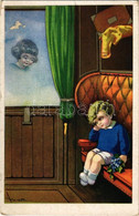 T3 1930 Children Art Postcard, Child On A Train. Degami 2210. S: Castelli (EB) - Zonder Classificatie