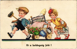 * T2/T3 Út A Boldogság Felé! / Children Humour Art Postcard. Amag 0445. - Zonder Classificatie