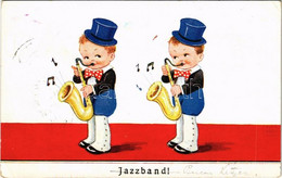 T2/T3 1937 Jazz Band! Children Humour Art Postcard, Saxophone. W.S.S.B. 7070/1. S: John Wills (EK) - Zonder Classificatie