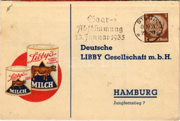 T2/T3 Libby's Milch. Libby-Kochbuch. Deutsche Libby Gesellschaft M.b.H. / German Milk Advertising Card + "Saarabstimmung - Non Classificati