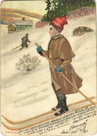 T3 1901 Ski, Winter Sport Art Postcard. N.W.D. & S. Litho (kopott Sarkak / Worn Corners) - Non Classificati