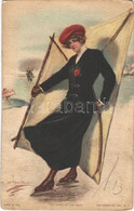 * T2/T3 The Wings Of The Wind. Lady With Ice Skate, Winter Sport Art Postcard. The Knapp Co. Inc. 308-5. S: Lester Ralph - Non Classificati