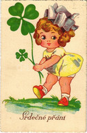 T2/T3 1935 Srdecné Prání / Czechoslovakian Greeting Card, Girl With Clover (EK) - Non Classificati