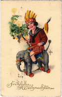 T2/T3 1925 Fröhliche Weihnachten! / Christmas Greeting Postcard, Child With Toys. BRC. Nr. 7596. (EK) - Non Classificati
