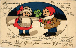 T2/T3 1923 Viel Glück Zum Neuen Jahr! / New Year Greeting Card, Clover, Winter. Amag No. 2057. (EK) - Non Classificati