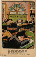 T2/T3 1914 Prosit Neujahr! / New Year Greeting Card, Working Late, Workers Asleep, Humour. W. 825. (EK) - Non Classificati