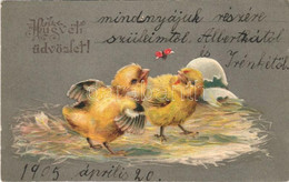 T2/T3 1905 Húsvéti üdvözlet! / Easter Greeting Art Postcard With Chicken. Emb. Litho (EK) - Unclassified