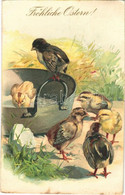 T3 1909 Fröhliche Ostern! / Easter Greeting Art Postcard, Chicken. Litho (EB) - Unclassified