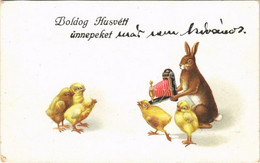 T4 1922 Boldog Húsvéti ünnepeket / Easter Greeting Art Postcard, Rabbit Photographer With Chicken. SB 5326. (vágott / Cu - Non Classificati
