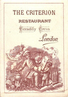 Menu The Criterion Restaurant Piccadilly Circus LONDON  Spiers & Pond Appr. 1880 Litho F.  APPEL Cook Kok Chef Cuisinier - Menu