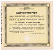 Budapest 1947. "A Szlovák Gazdasági Bank Részvénytársaság" Részvényutalványa Egy Darab 15P Névértékű Részvényről, Száraz - Unclassified