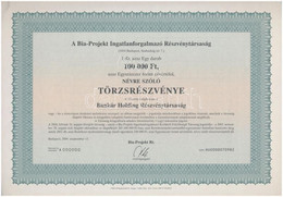 Budapest 2004. "Bia-Projekt Ingatlanforgalmazó Részvénytársaság" Törzsrészvénye 100.000Ft-ról "MINTA" Perforációval, Lyu - Unclassified