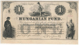 1852. 1$ "C" "Kossuth Bankó" Piros "31094" Sorszámmal T:II- Két Sarkon Nagyobb Sarokhajlás Hungary 1852. 1 Dollar "C" "H - Zonder Classificatie