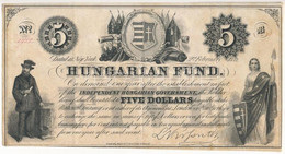 1852. 5$"Kossuth Bankó" "B" Sorozat, Piros "2755" Sorszámmal T:III  Hungary 1852. 5 Dollars "B" Series, With Red "2755"  - Zonder Classificatie