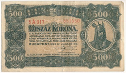 1923. 500K Nyomdahely Jelölés Nélkül T:III Hungary 1923. 500 Korona Without Printer's Mark :CF Adamo K34 - Zonder Classificatie
