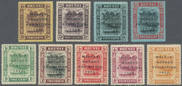 Brunei: 1922, Surcharged Issue Nine Values "MALAYA BORNEO EXHIBITION 1922", All Mint Hinged, Fine To - Brunei (1984-...)