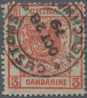 China: 1878, Large Dragon Thin Paper 3 C. Red, With Largely Complete Cancellation "CUSTOMS NEWCHWANG - Sonstige & Ohne Zuordnung