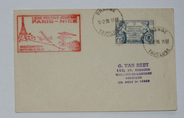 Ligne Postale Paris - Nice - Inauguration Du 18/02/1938 - Other & Unclassified