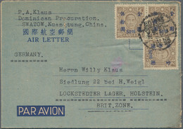 China - Ganzsachen: 1948, Gold Yuan $50/$2 (3) Tied "SWATOW 38.2.25" (Feb. 25, 1949) To Airletter Fo - Postkaarten