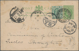 China - Incoming Mail: 1912, Orange River Colony: KEVII 1/2d Light Green Uprated 1/2d Green Canc. "K - Andere & Zonder Classificatie