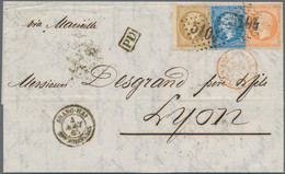 China - Fremde Postanstalten / Foreign Offices: 1865, FRENCH P.O.CHINA, 10 C Bister, 20 C Blue And 4 - Andere & Zonder Classificatie