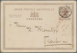 Hongkong - Ganzsachen: 1895, Red "C(USTO)MS TIENTSIN APR 20 1895" On Incoming Card Hong Kong QV 4 C. - Interi Postali