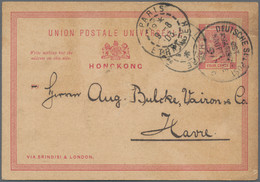 Hongkong - Ganzsachen: 1903, Stationery Card QV 4 C. Canc. By "DEUTSCHE SEEPOST OST-ASIATISCHE HAUPT - Interi Postali