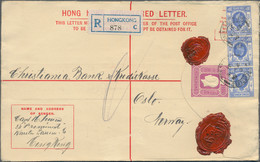 Hongkong - Ganzsachen: 1931, Registration Envelope Larger Size KGV 10 C. Uprated KGV 10 C. Blue (str - Interi Postali