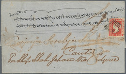 Indien: 1855 Folded Cover From Calcutta To CANTON, China "Per Ship Shah Jahan Via Kedgeree" (endorse - 1858-79 Kolonie Van De Kroon