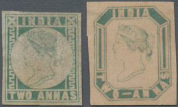 Indien: 1854/1890's, Two Reprints Of 2a. Essays In Green As 1890's Lithographic Transfers, One Squar - 1854 Britse Indische Compagnie