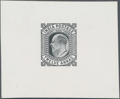 Indien: 1903, 12 A., Die Proof Of Eduard VII., In Black On Glazed Card, First State Of Joining Frame - 1911-35 Koning George V