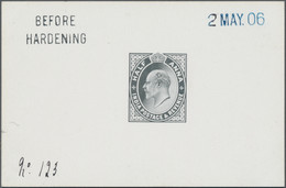 Indien: 1906, 1/2 A., Die Proof Of Eduard VII., In Black On Glazed Card, Exceptionally With Manuscri - 1911-35 Koning George V