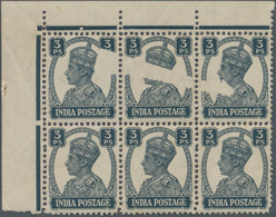 Indien: 1941 KGVI. 3p. Slate Top Left Corner Block Of Six, Watermark Inverted, Showing Variety "Clou - Ongebruikt