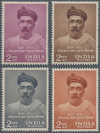 Indien: 1956 'Birth Centenary Of L.B.G. Tilak (journalist)' 2a., Three COLOUR TRIALS In Purple, Choc - Ongebruikt