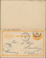Japan - Ganzsachen: 1892, UPU Reply Card 3 S.+3 S. Thick Paper Canc. "KOBE 23 FEB 97" Via Yokohama N - Cartoline Postali