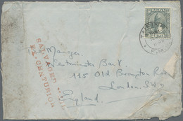 Malaiische Staaten - Perak: 1939, Crash Mail "CENTURION", 8c. Grey On Cover From "TAIPING" To London - Perak