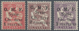 Syrien - Portomarken: 1920, Overprints On French Levant, 1pi.-3pi., Three Values Mint Original Gum W - Syrië