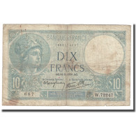 France, 10 Francs, Minerve, 1939, 1939-09-21, B+, Fayette:7.8, KM:84 - 10 F 1916-1942 ''Minerve''
