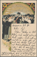 Thematik: Musik / Music: 1896, Württemberg. Private Postcard 5pf Digit Green "Gruss Vom Sängerfest, - Muziek