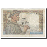 France, 10 Francs, Mineur, 1944, 1944-01-13, B+, Fayette:8.12, KM:99e - 10 F 1941-1949 ''Mineur''