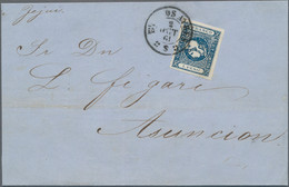 Argentinien - Provinzen: Buenos Aires: 1859 1p. Blue Used On Folded Cover From Buenos Aires To Asunc - Buenos Aires (1858-1864)