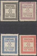 Cook-Inseln: 1892, 1d Black To 10d Carmine Definitives Set Of Four Without Wmk., 1 1/2d Used With Po - Cookeilanden